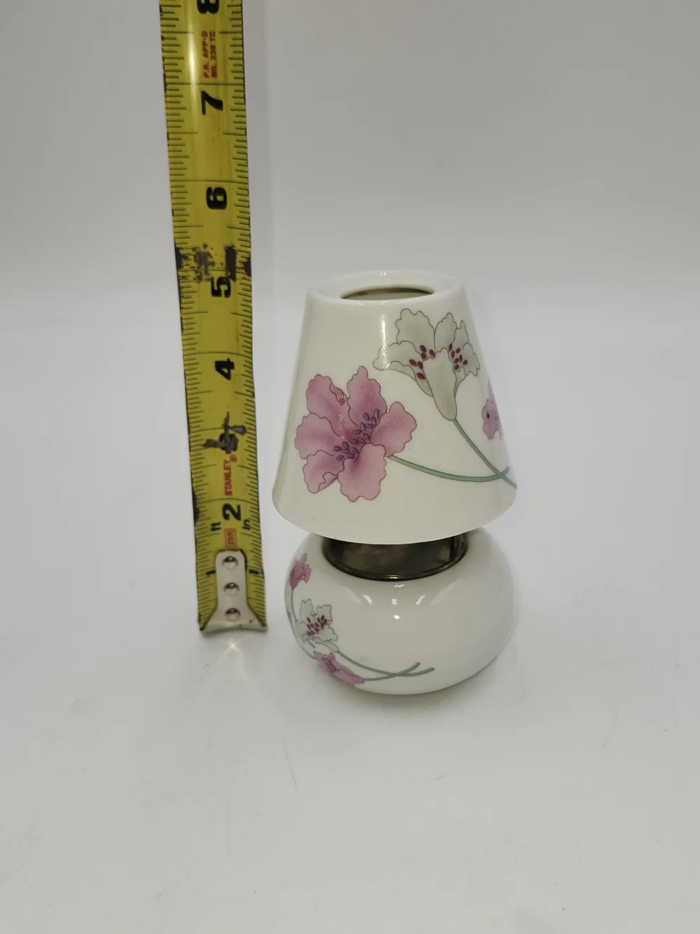 Porcelain Floral Pink Mini Fairy Table Lamp Candle Holder Tealight